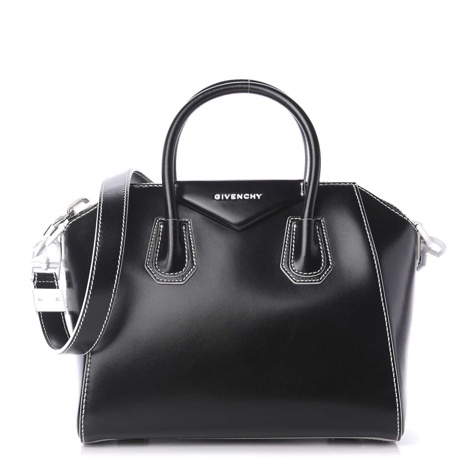 Givenchy Calfskin Contrast Topstitch Small Antigona Black White 1 of 14