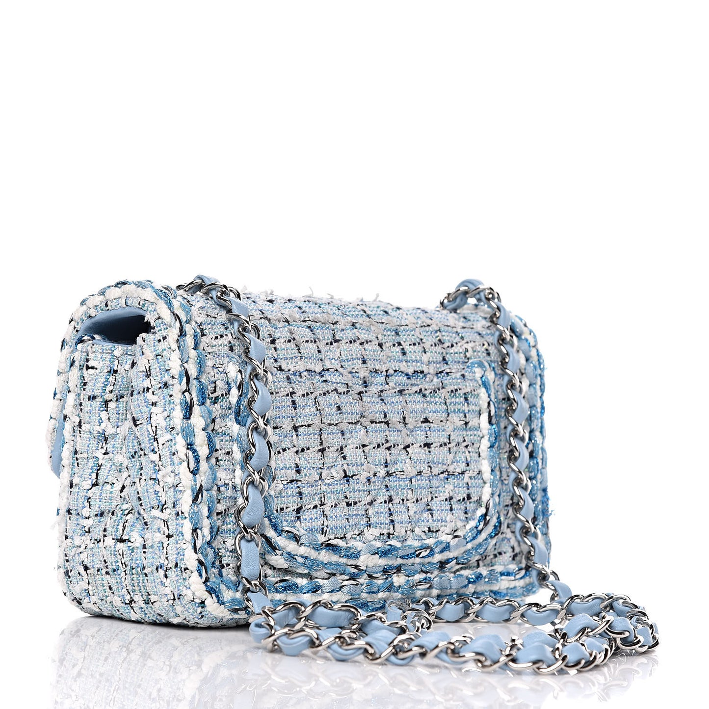 Tweed Braid Mini Flap Blue White Navy