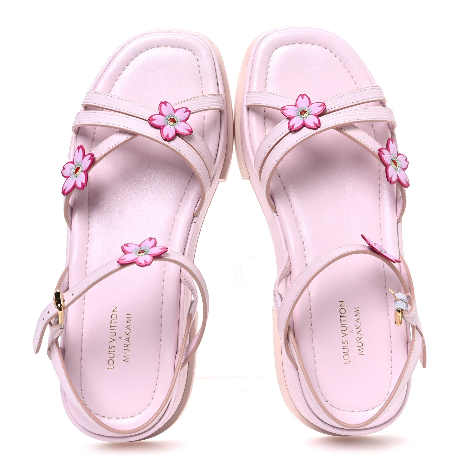 LOUIS VUITTON ピンク フラワー ミュール Louis Vuitton LV X TM Cherry Blossom Calfskin Maya Flatform