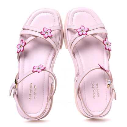 Louis Vuitton LV X TM Cherry Blossom Calfskin Maya Flatform Sandals 40 Light Pink 2 of 11
