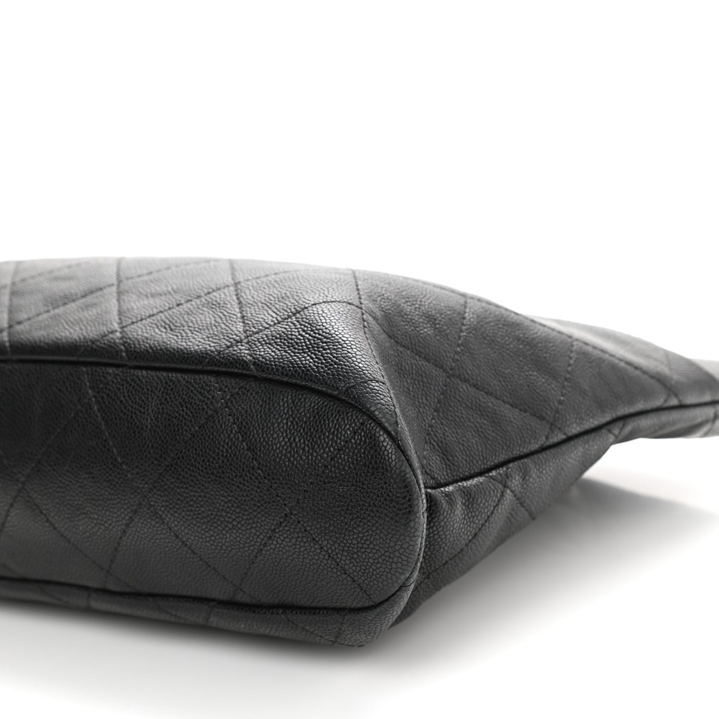 Caviar Quilted Shopping Tote Black
