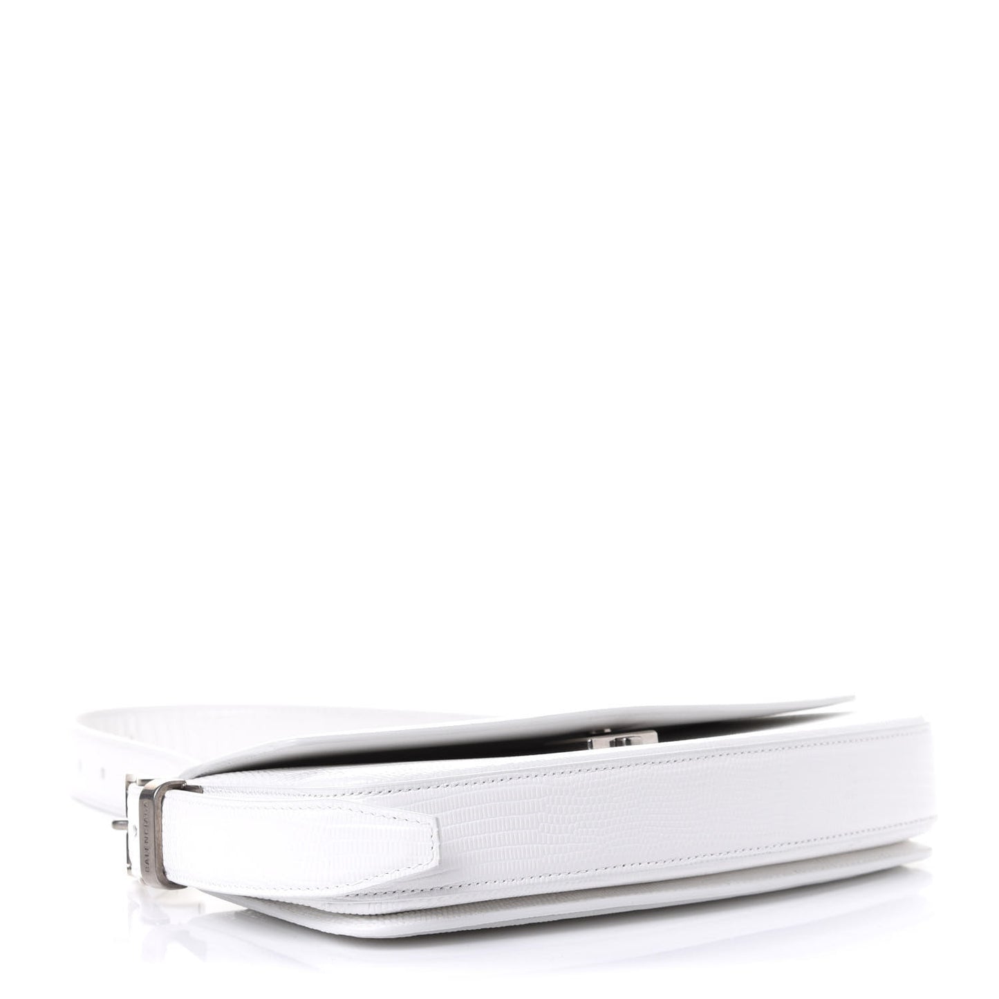 Patent Calfskin Lizard Embossed Ghost Sling Bag Optic White