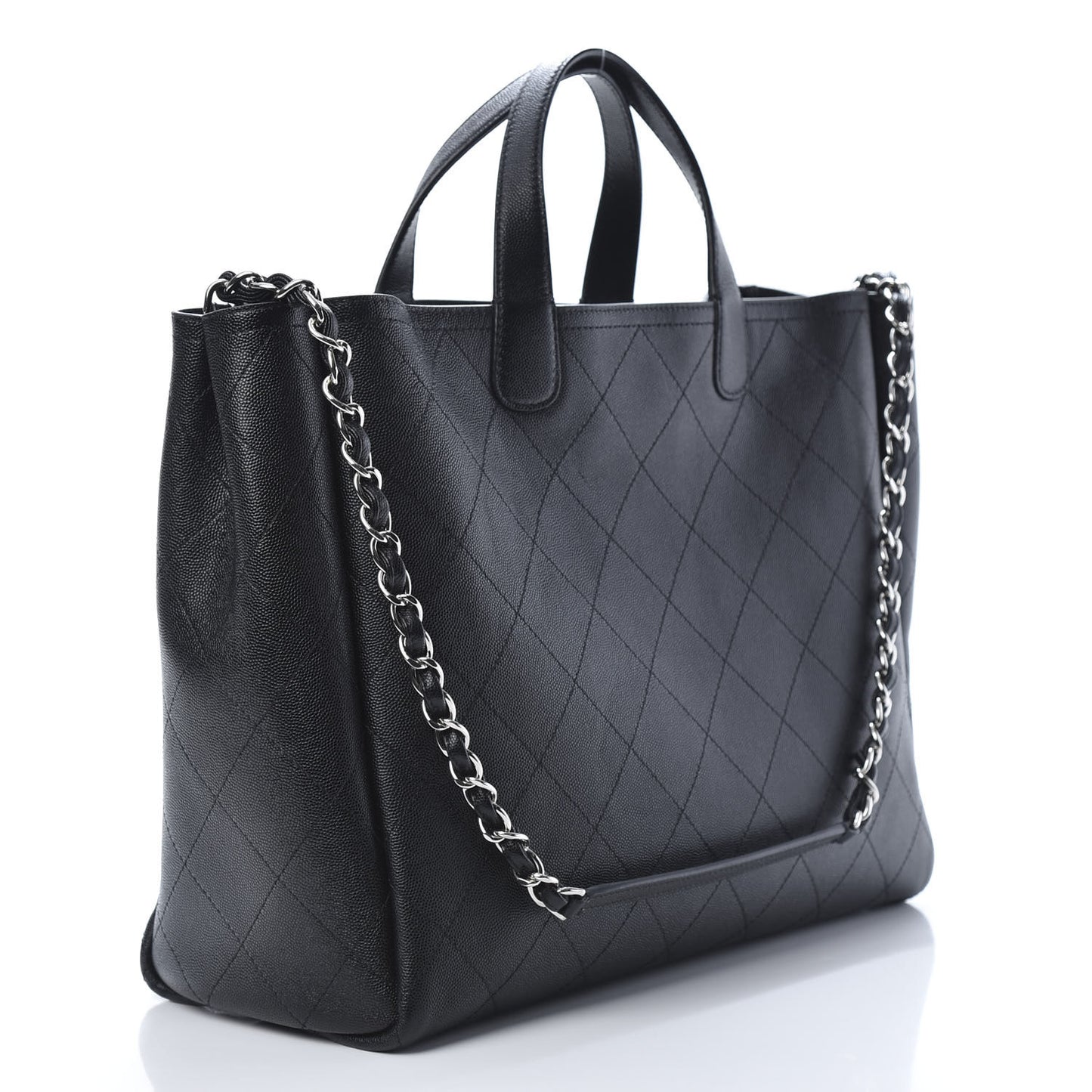 Caviar Stitched Large Shopping Tote Black