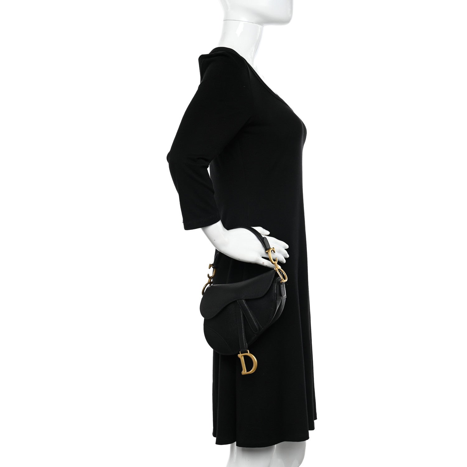 Christian Dior Grained Calfskin Mini Saddle Bag Black 2 of 10