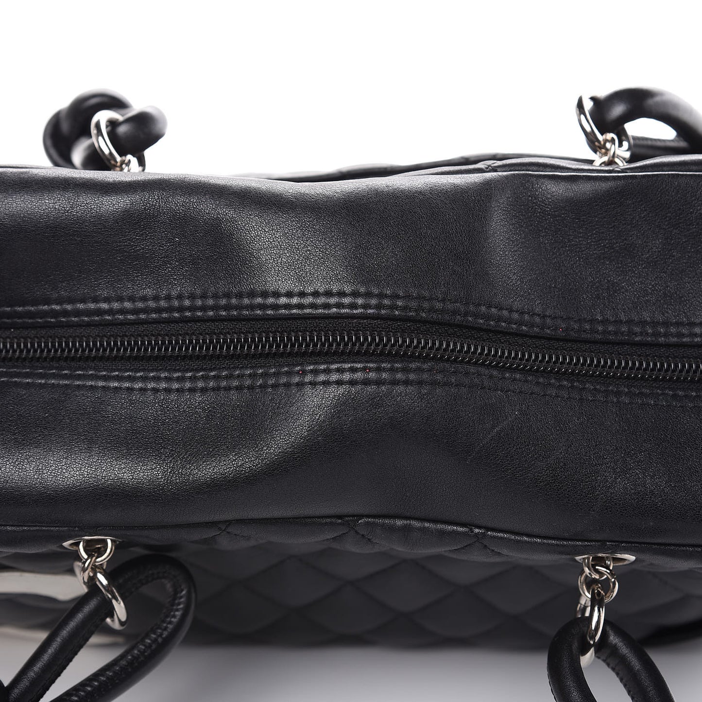 Calfskin Quilted Large Cambon Bowler Black White