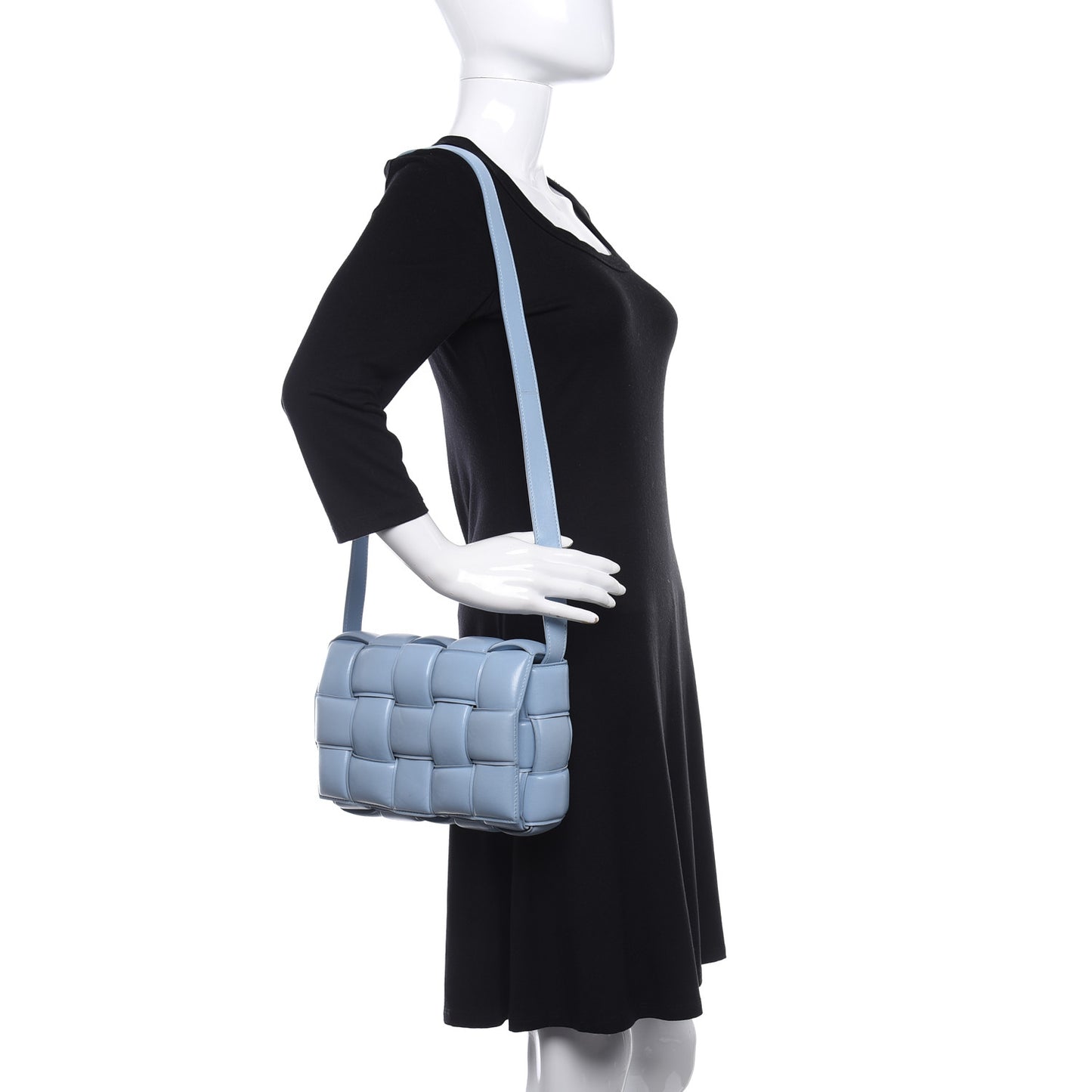 Nappa Maxi Intreccio Padded Cassette Crossbody Bag Ice