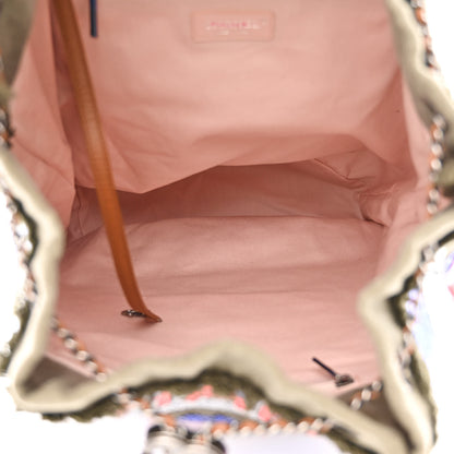 Chanel Canvas Sequins Cubano Trip Backpack Khaki 5 of 10