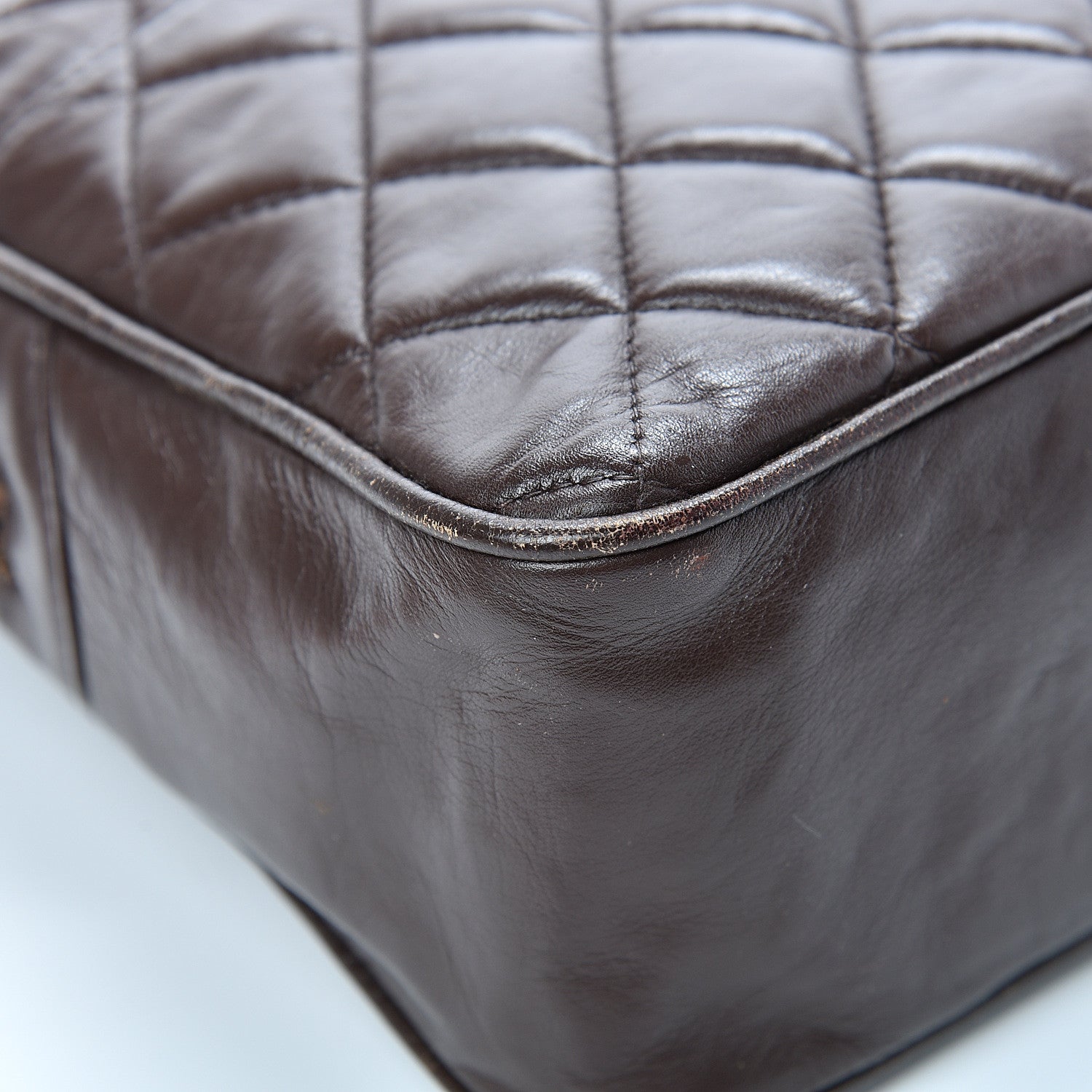 Chanel Lambskin Quilted Large Camera Case Brown 12 of 28