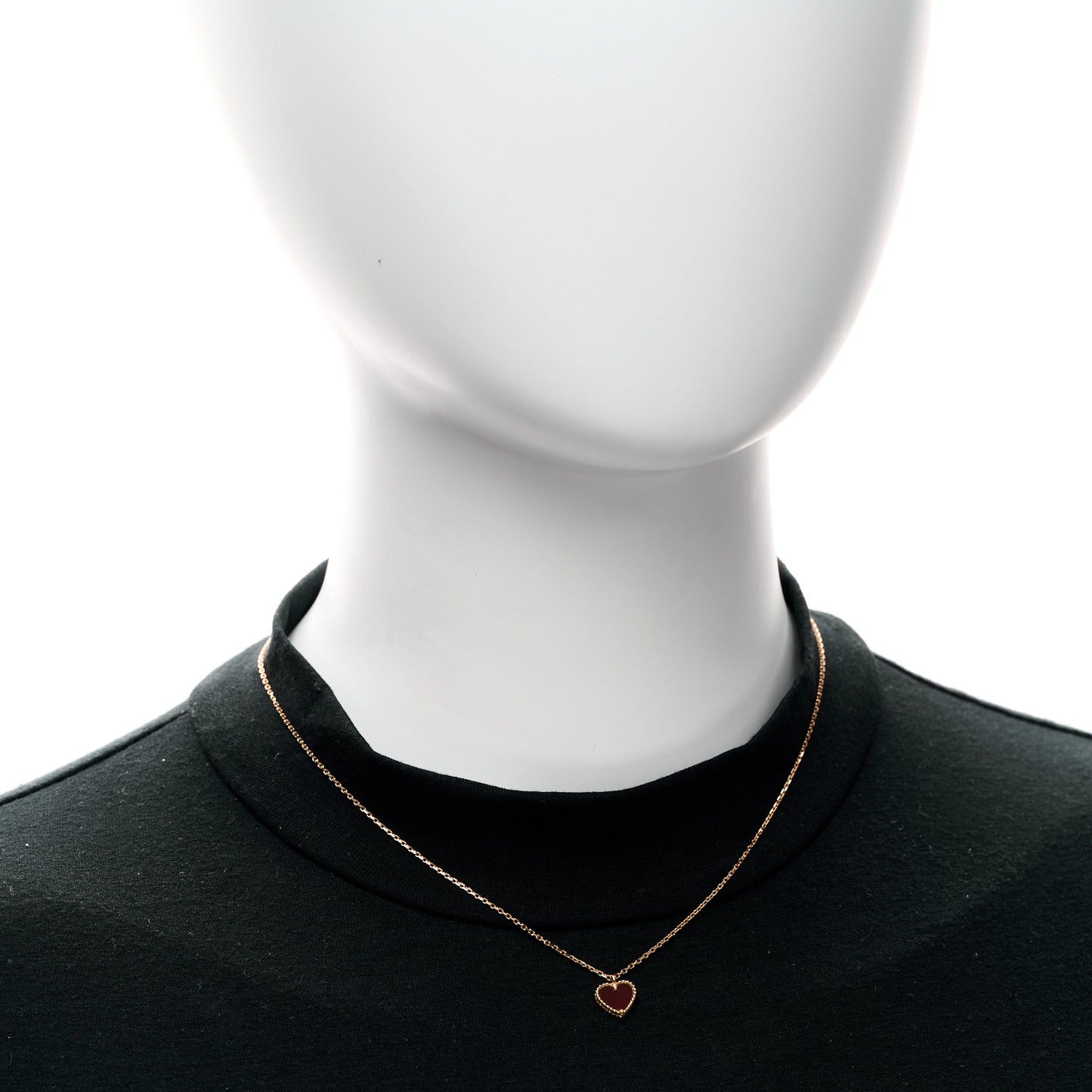 18K Rose Gold Carnelian Sweet Alhambra Heart Pendant Necklace