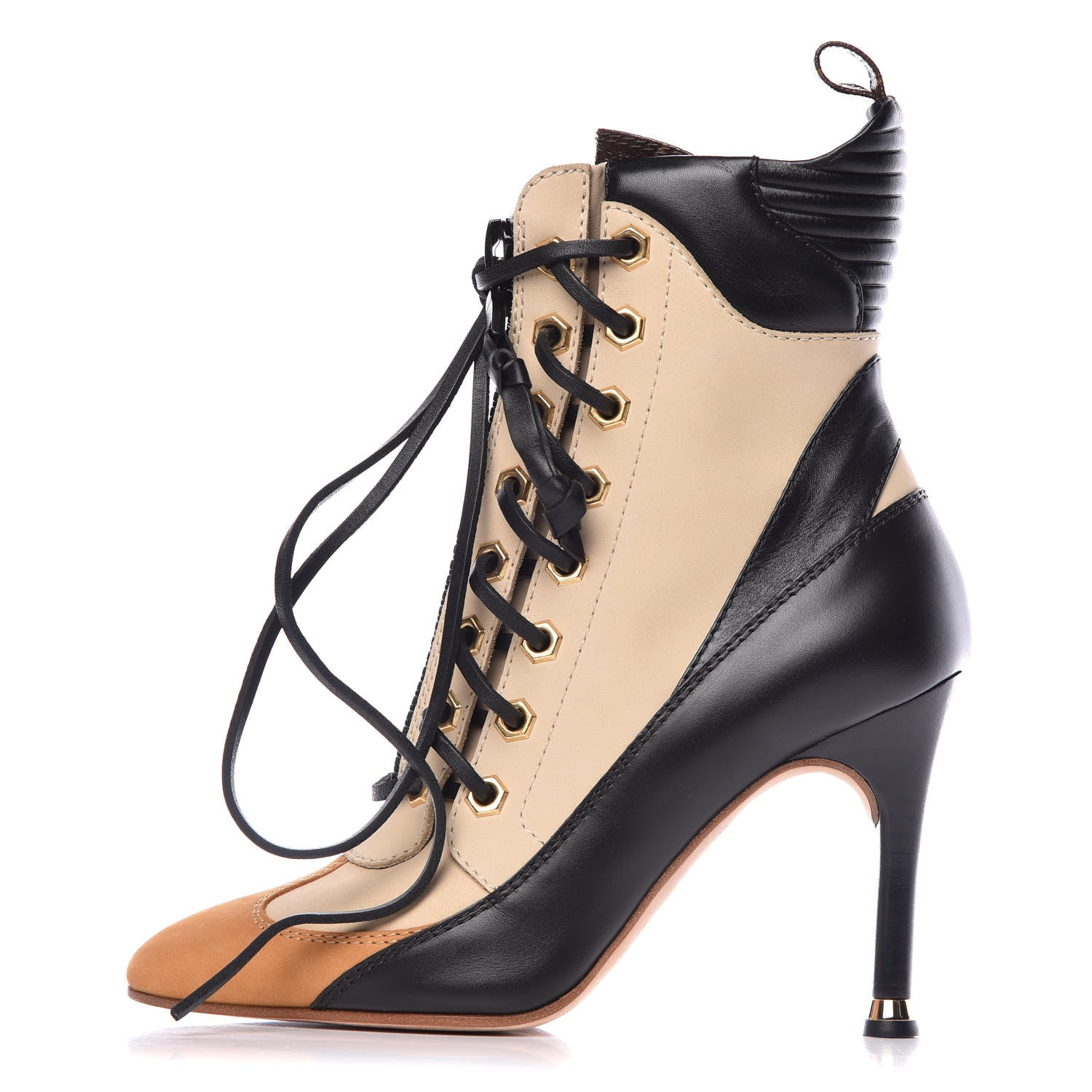 Louis Vuitton Calfskin Monogram Lauretate Half Boots 38 Beige 1 of 12