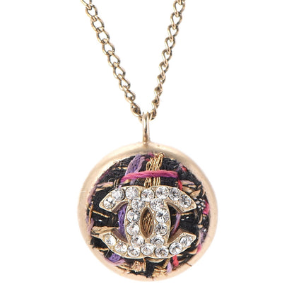 Chanel Crystal CC Tweed Necklace Gold 4 of 8