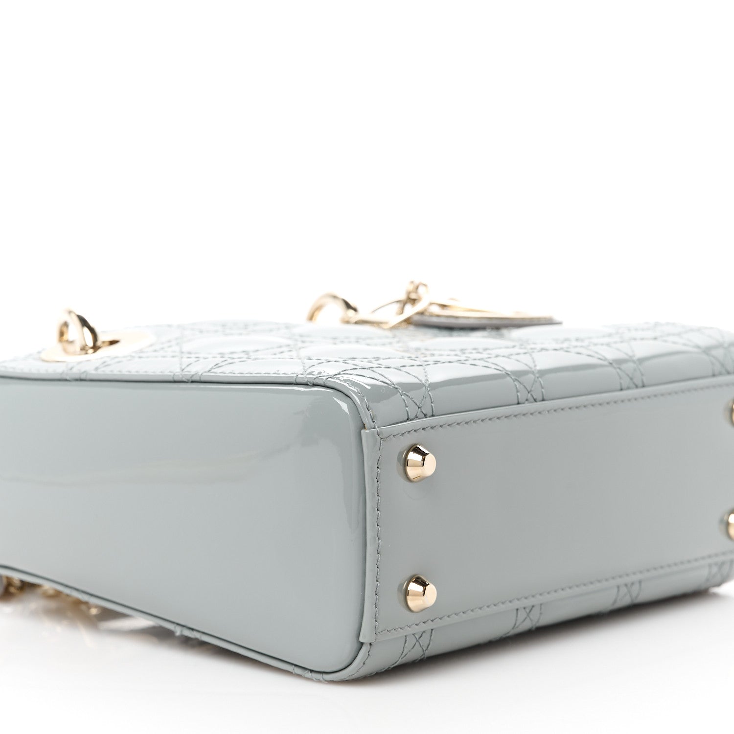 Christian Dior Patent Cannage Mini Lady Dior Grey Stone 9 of 10