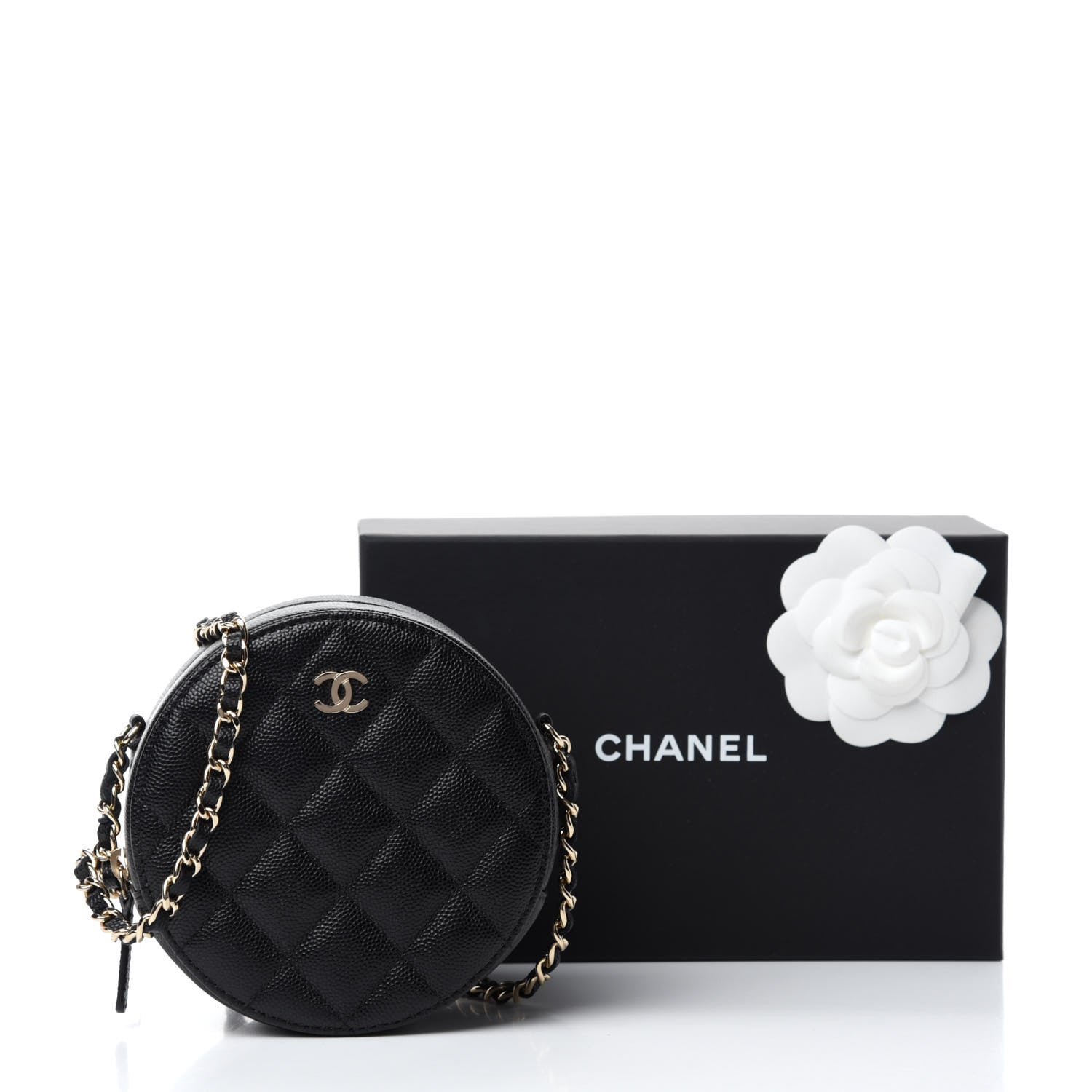 Chanel Caviar Quilted Round Clutch With Chain Black 11 of 11