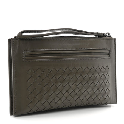 Bottega Veneta Nappa Intrecciato Wristlet Zip Wallet New Steel 3 of 7