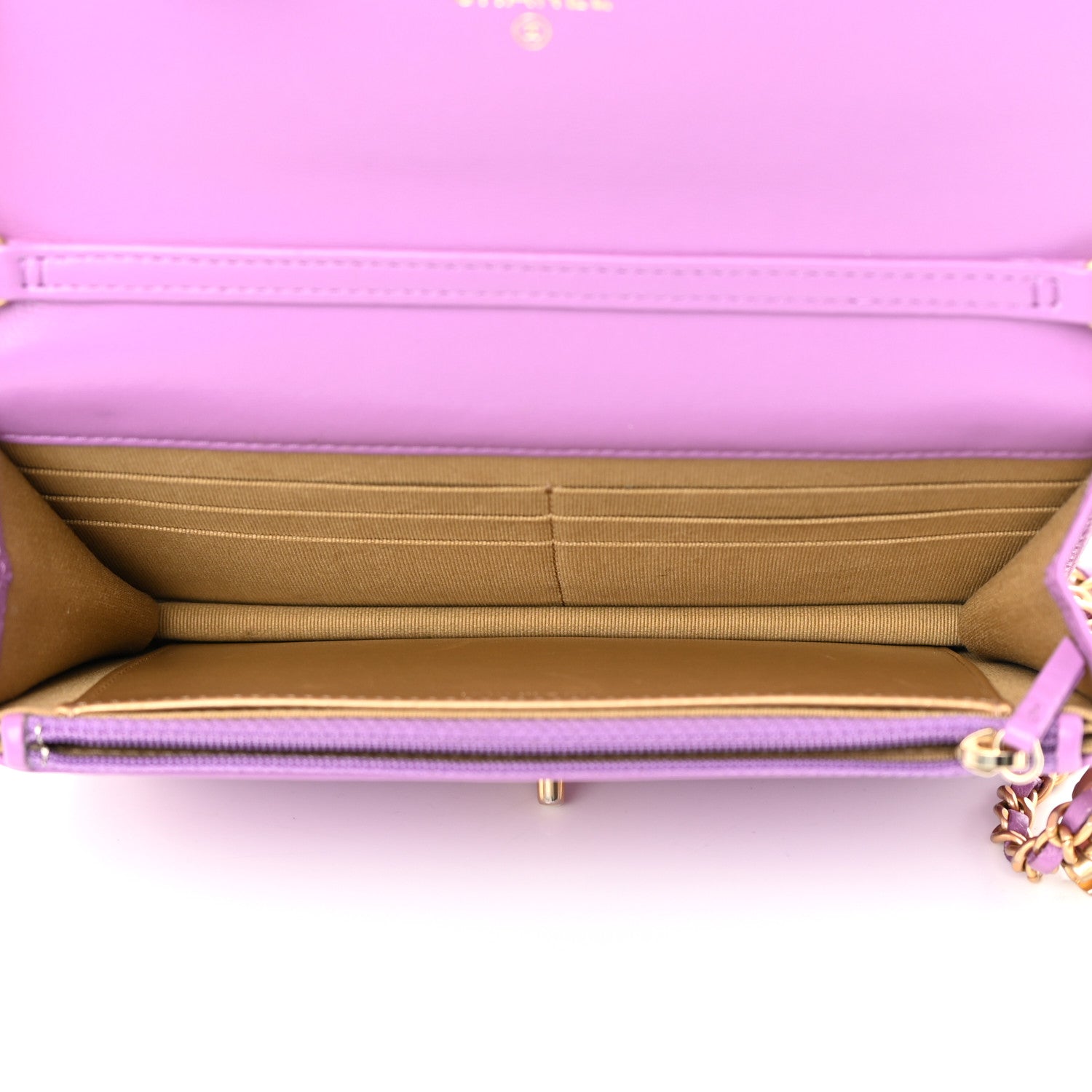 Chanel Lambskin Quilted CC Pearl Crush Wallet on Chain WOC Purple 5 of 16