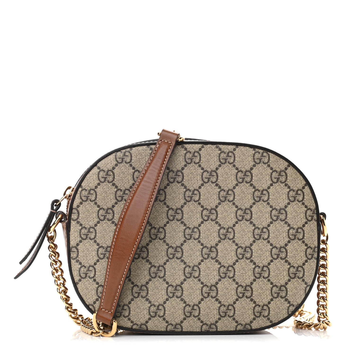 Gucci GG Supreme Monogram Cuoio Toscano Mini Chain Shoulder Bag Beige Ebony Cuir 1 of 11