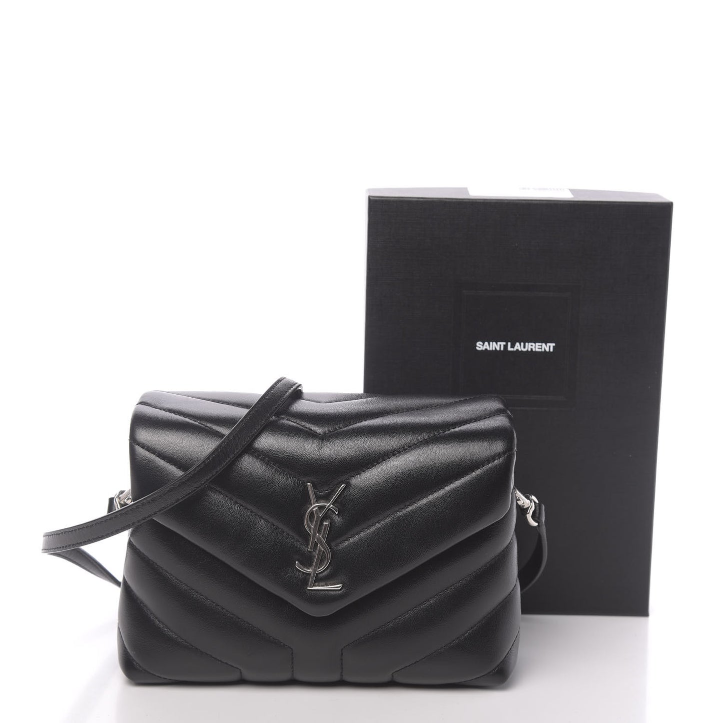 Calfskin Y Quilted Monogram Toy Loulou Crossbody Bag Black