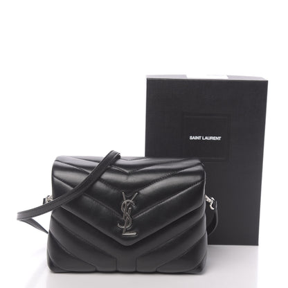 Saint Laurent Calfskin Y Quilted Monogram Toy Loulou Crossbody Bag Black 10 of 10