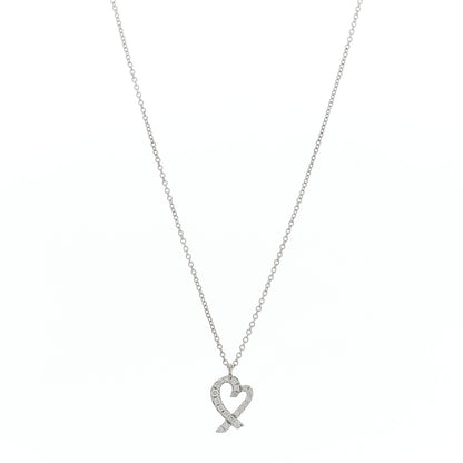 Tiffany 18K White Gold Diamond Mini Paloma Picasso Loving Heart Pendant Necklace 1 of 6