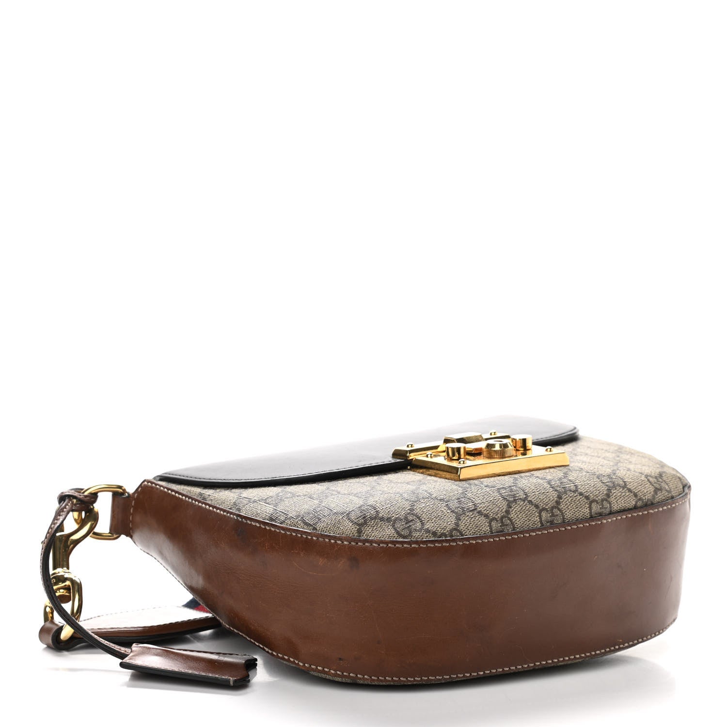 Gucci GG Supreme Monogram Web Medium Padlock Messenger Shoulder Bag Black 4 of 10