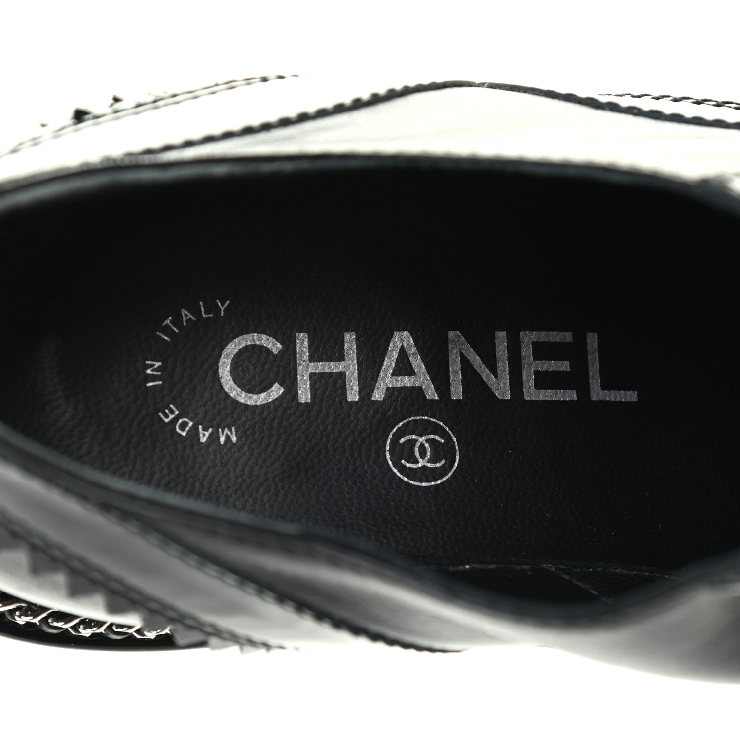Chanel Lambskin Patent Calfskin CC Brogue Lace Up Oxfords 36 Black 6 of 7