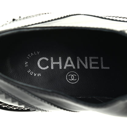 Chanel Lambskin Patent Calfskin CC Brogue Lace Up Oxfords 36 Black 6 of 7