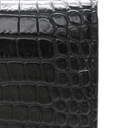 Saint Laurent Calfskin Crocodile Embossed Kate Monogram Tassel Chain Wallet Black 12 of 13
