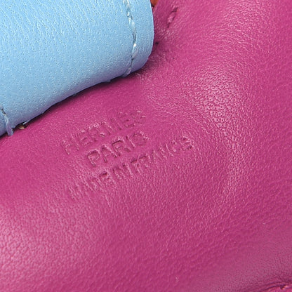 Hermes Milo Lambskin Grigri Rodeo Horse Bag Charm PM Rose Pourpre Cornaline Celeste 3 of 4