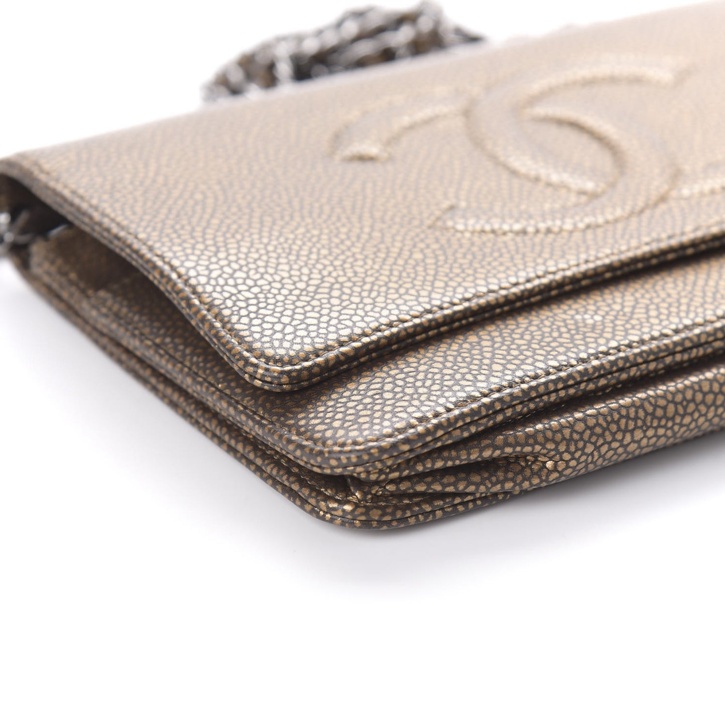 Metallic Caviar Timeless CC Wallet On Chain WOC Bronze