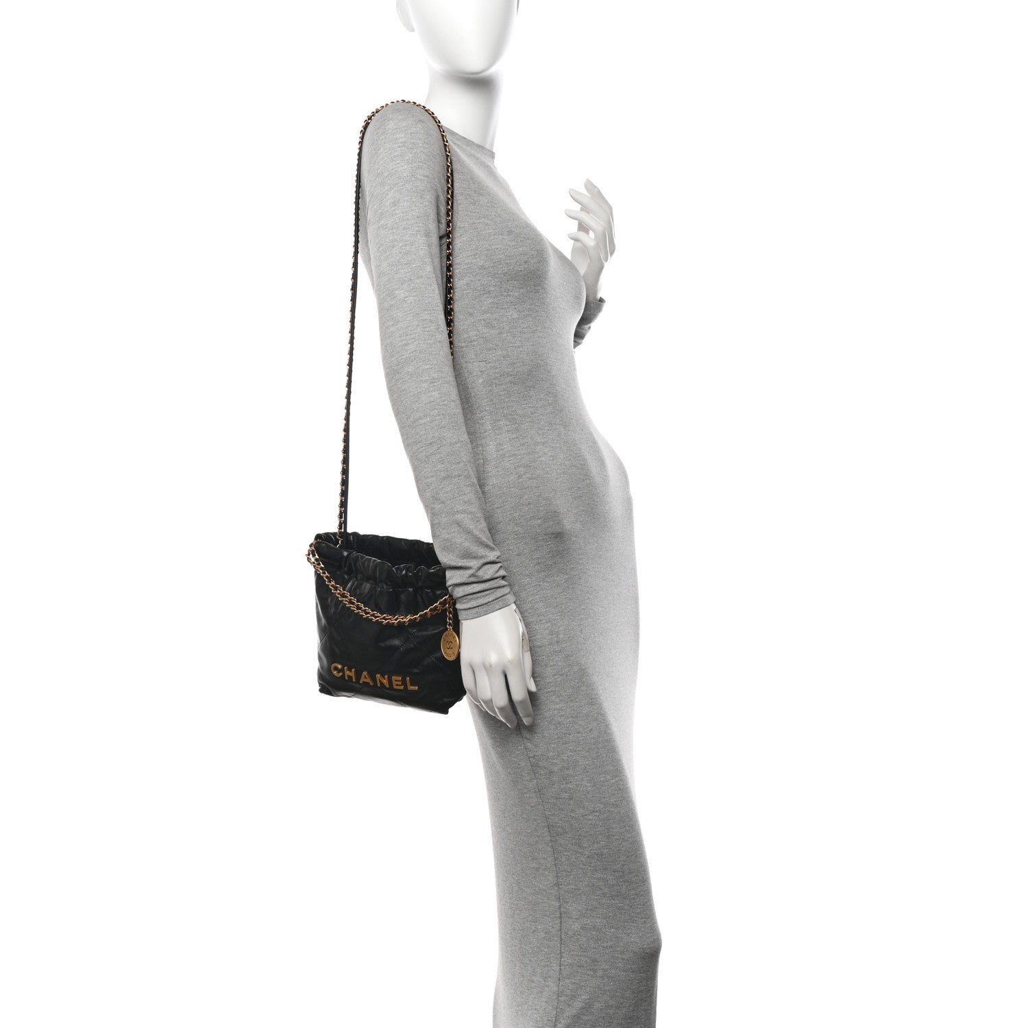 Chanel Shiny Calfskin Quilted Mini Chanel 22 Black 2 of 10