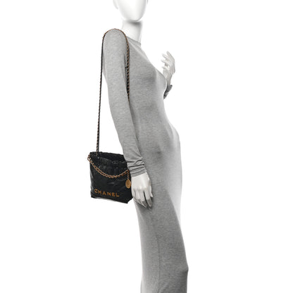 Chanel Shiny Calfskin Quilted Mini Chanel 22 Black 2 of 10