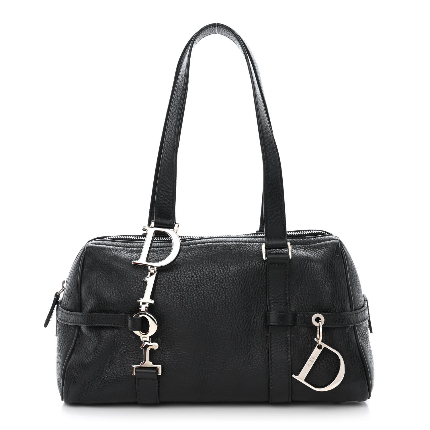 Christian Dior Calfskin Logo Charms Boston Black 1 of 10