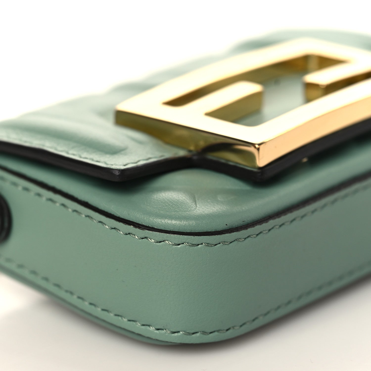 Fendi Nappa Matisse FF Embossed Nano Maxi Buckle Baguette Charm Menta 6 of 7