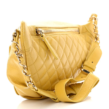 Chanel Crumpled Glazed Lambskin Quilted Waist Bag Fanny Pack Yellow 3 of 12