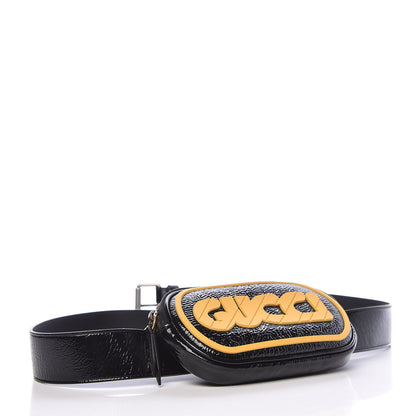 Gucci Patent Rubber Game Patch Logo Belt Bag 95 38 Black 4 of 11