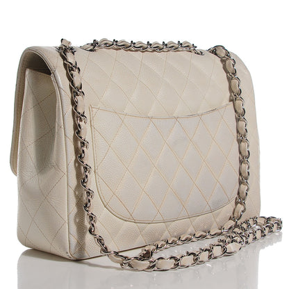 Chanel Caviar Quilted Jumbo Single Flap White 2 of 8