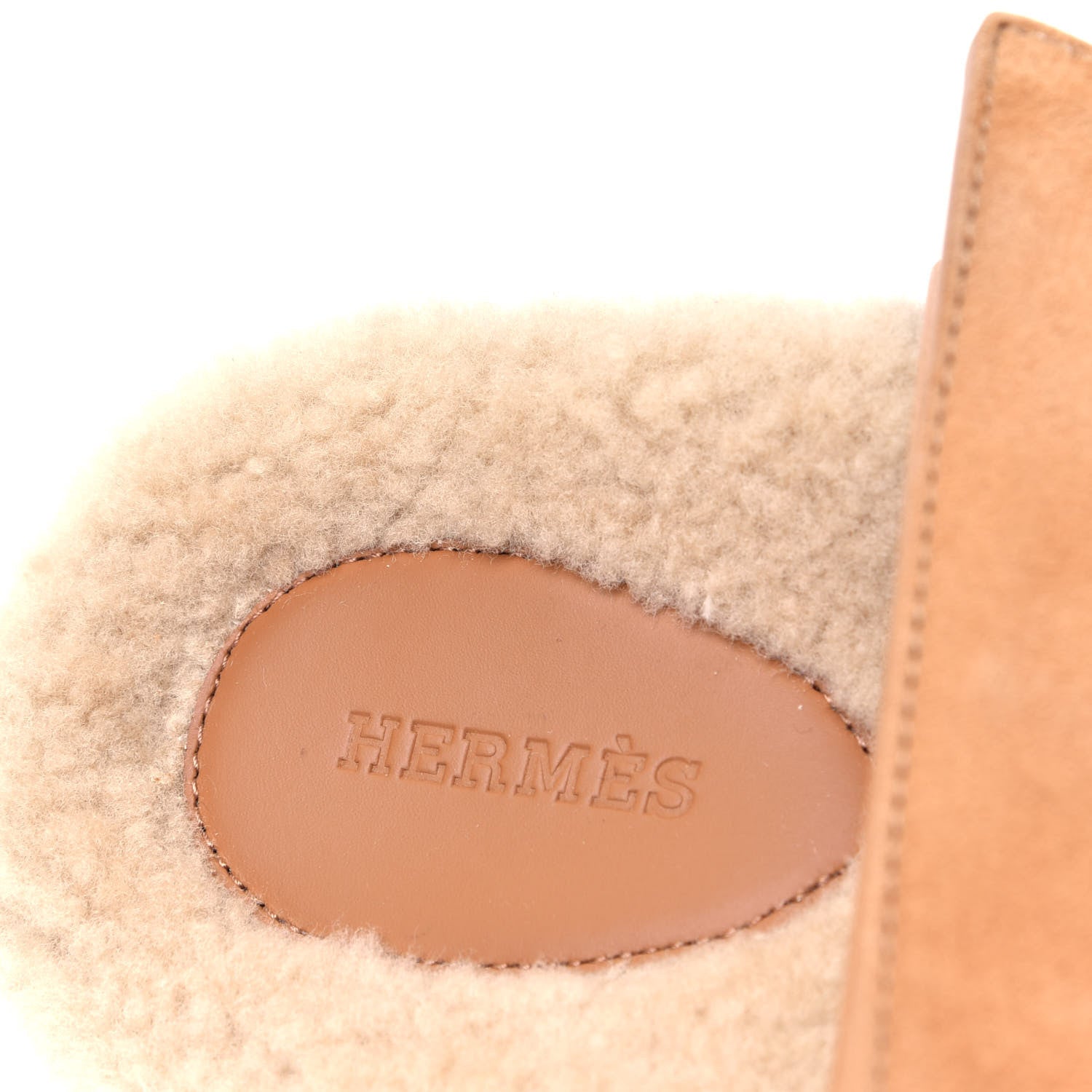 Hermes Suede Goatskin Woolskin Womens Chypre Sandals 36 Golden Beige 9 of 9