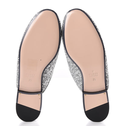 Gucci Glitter Womens Princetown Slippers 35 Silver 5 of 8