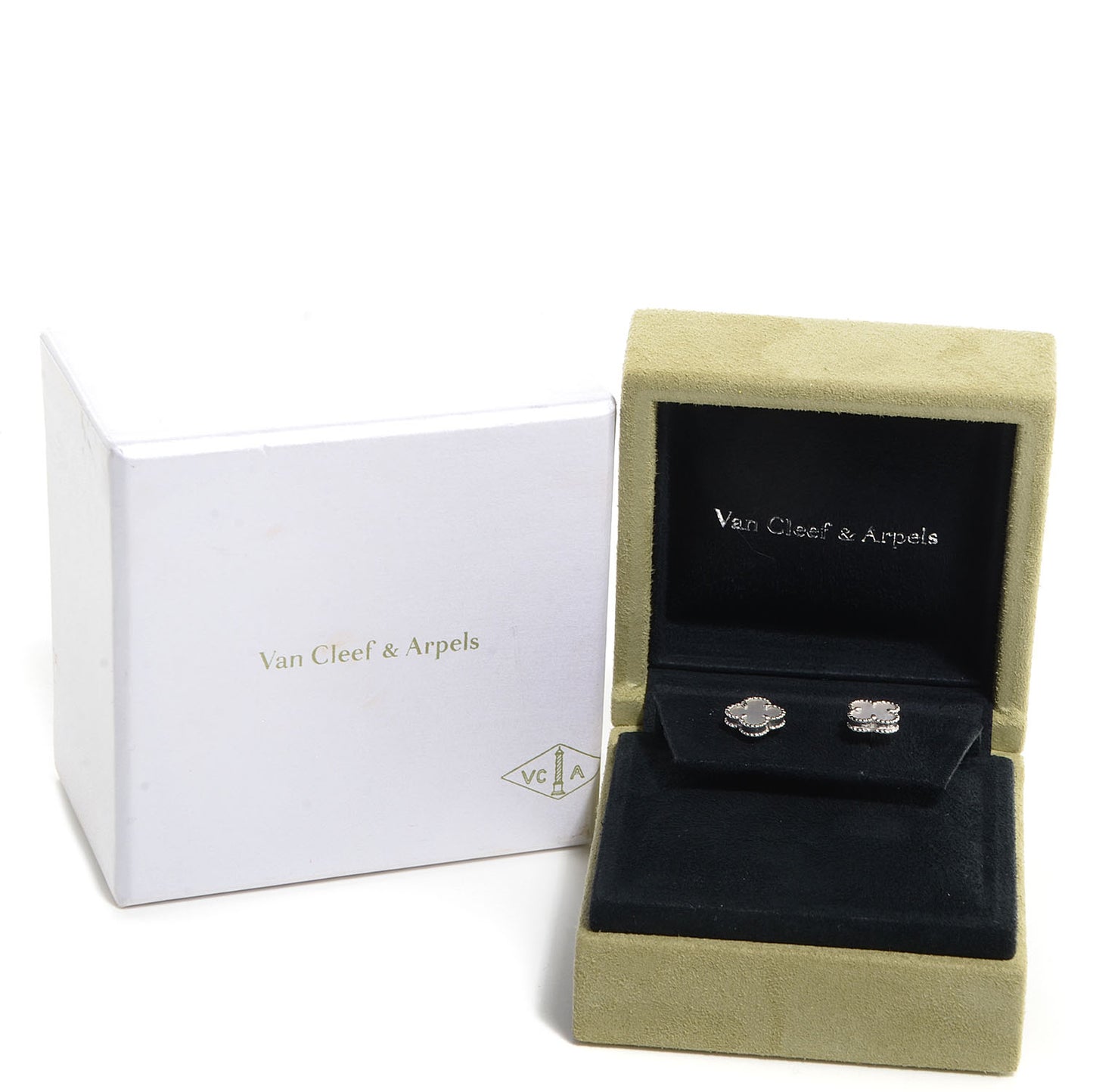 18K White Gold Mother of Pearl Sweet Alhambra Earrings