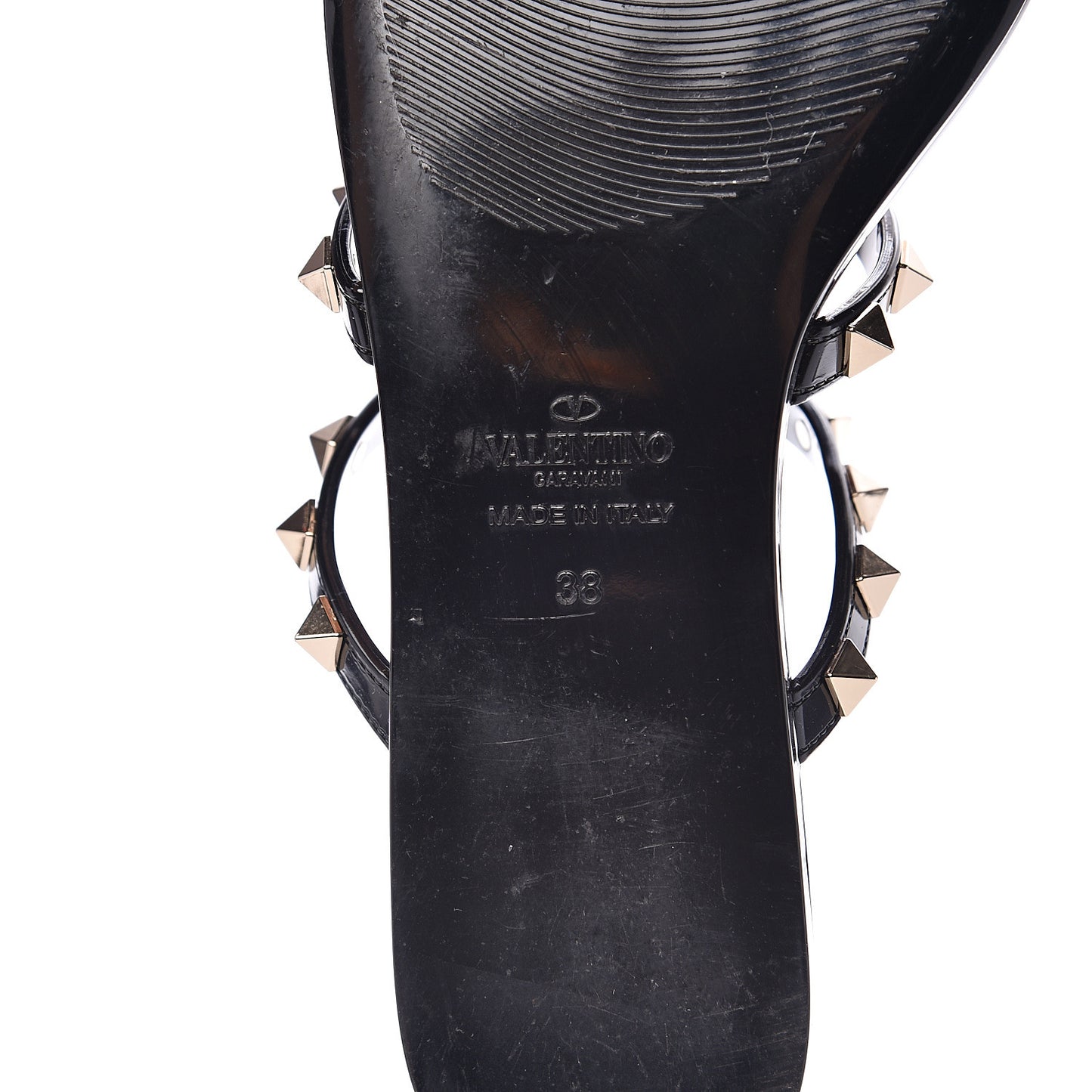 PVC Jelly Rockstud Caged Flat Thong Sandals 38 Black