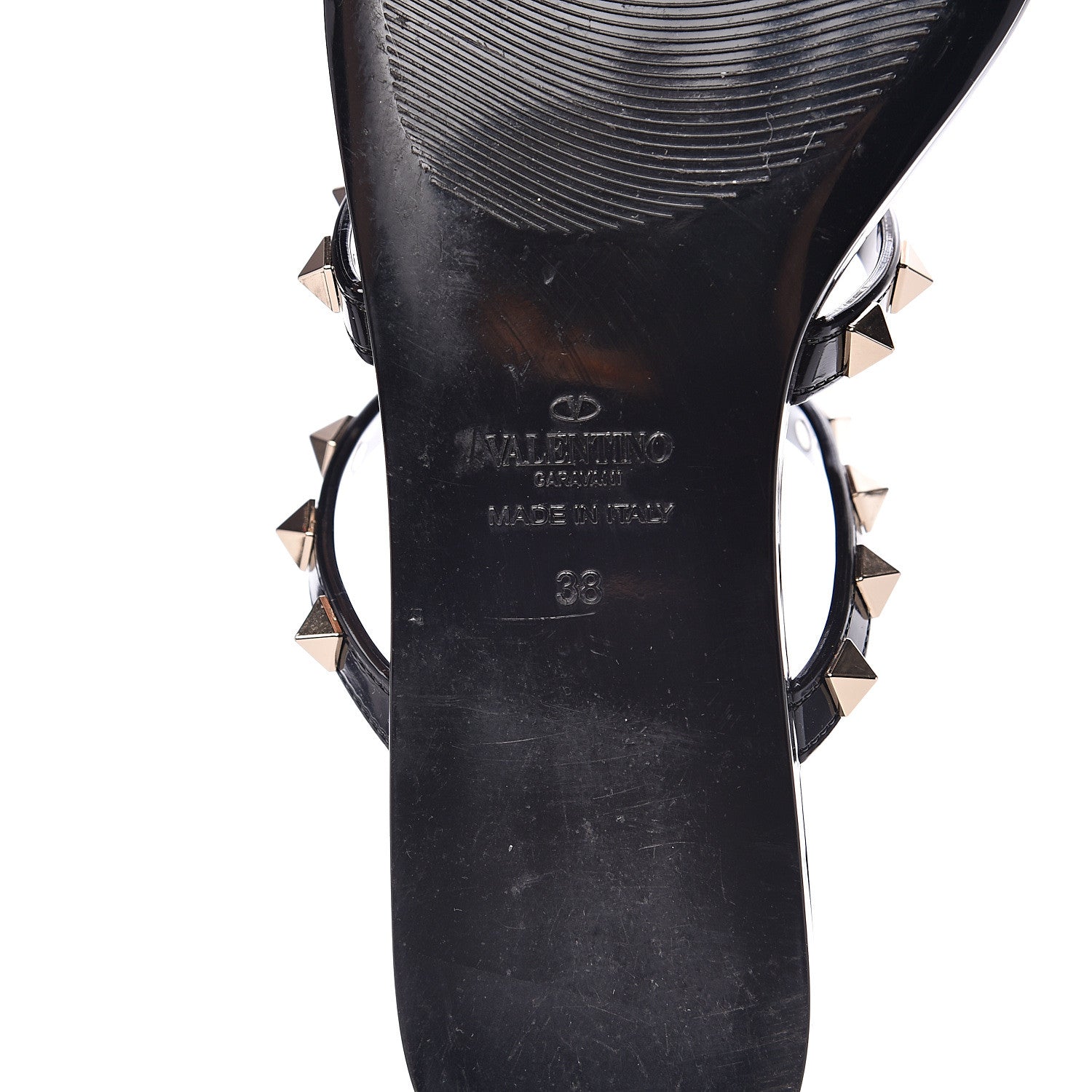 Valentino Garavani PVC Jelly Rockstud Caged Flat Thong Sandals 38 Black 7 of 8