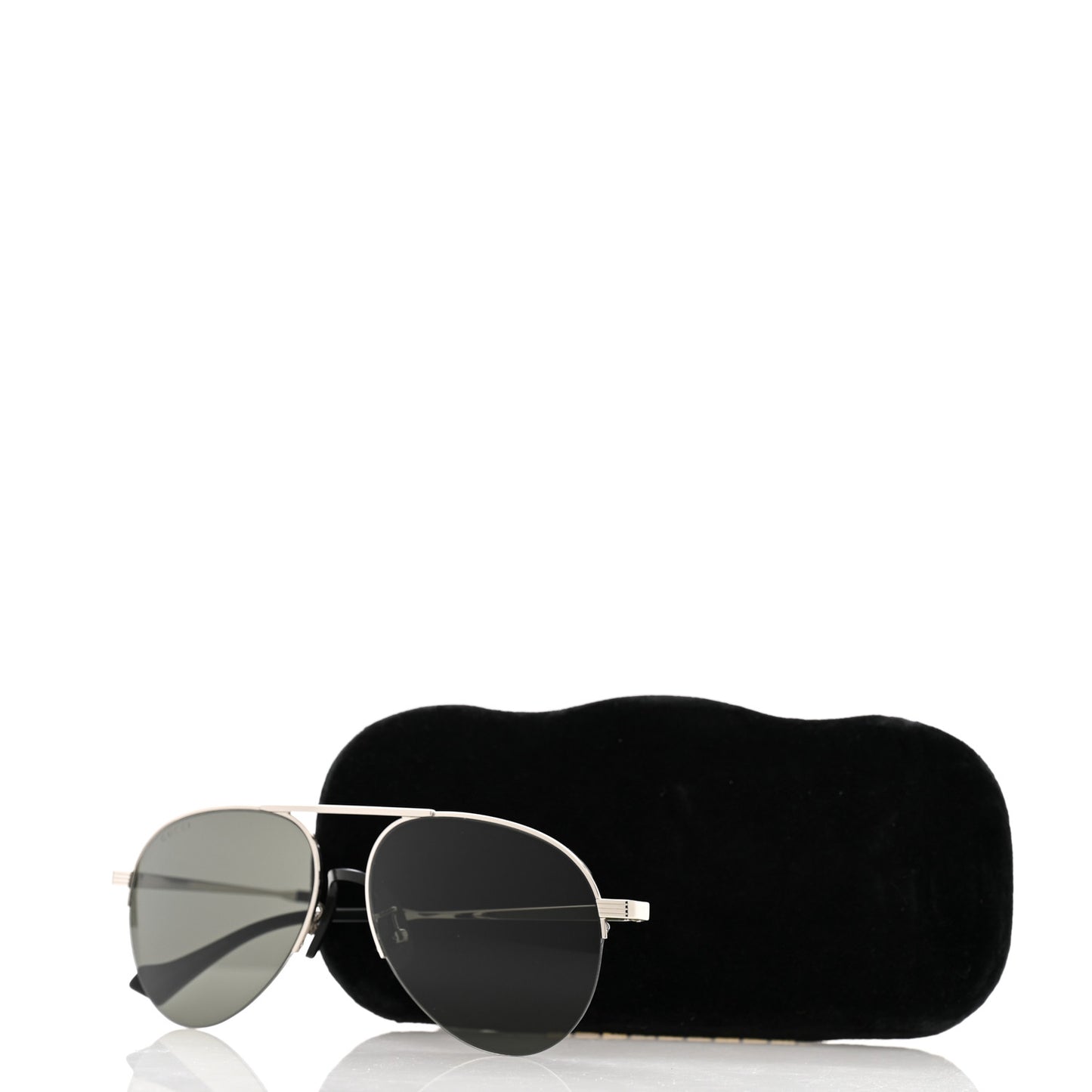 Aviator Sunglasses GG0742S Silver Black