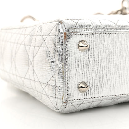 Christian Dior Metallic Grained Calfskin Cannage Small Lucky Badges My Lady Dior Silver 9 of 14