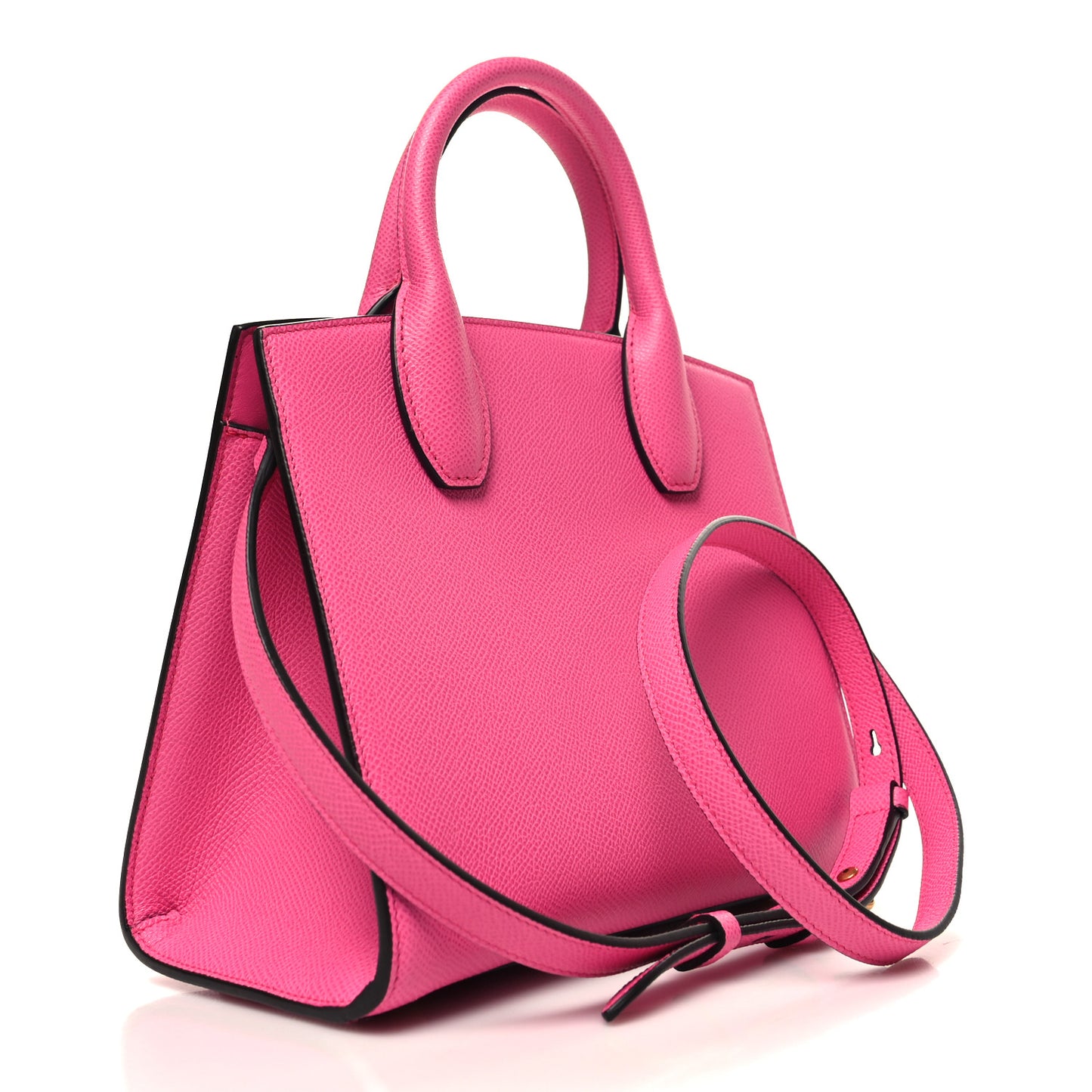 Hammered Calfskin Small The Studio Box Bag Hot Pink