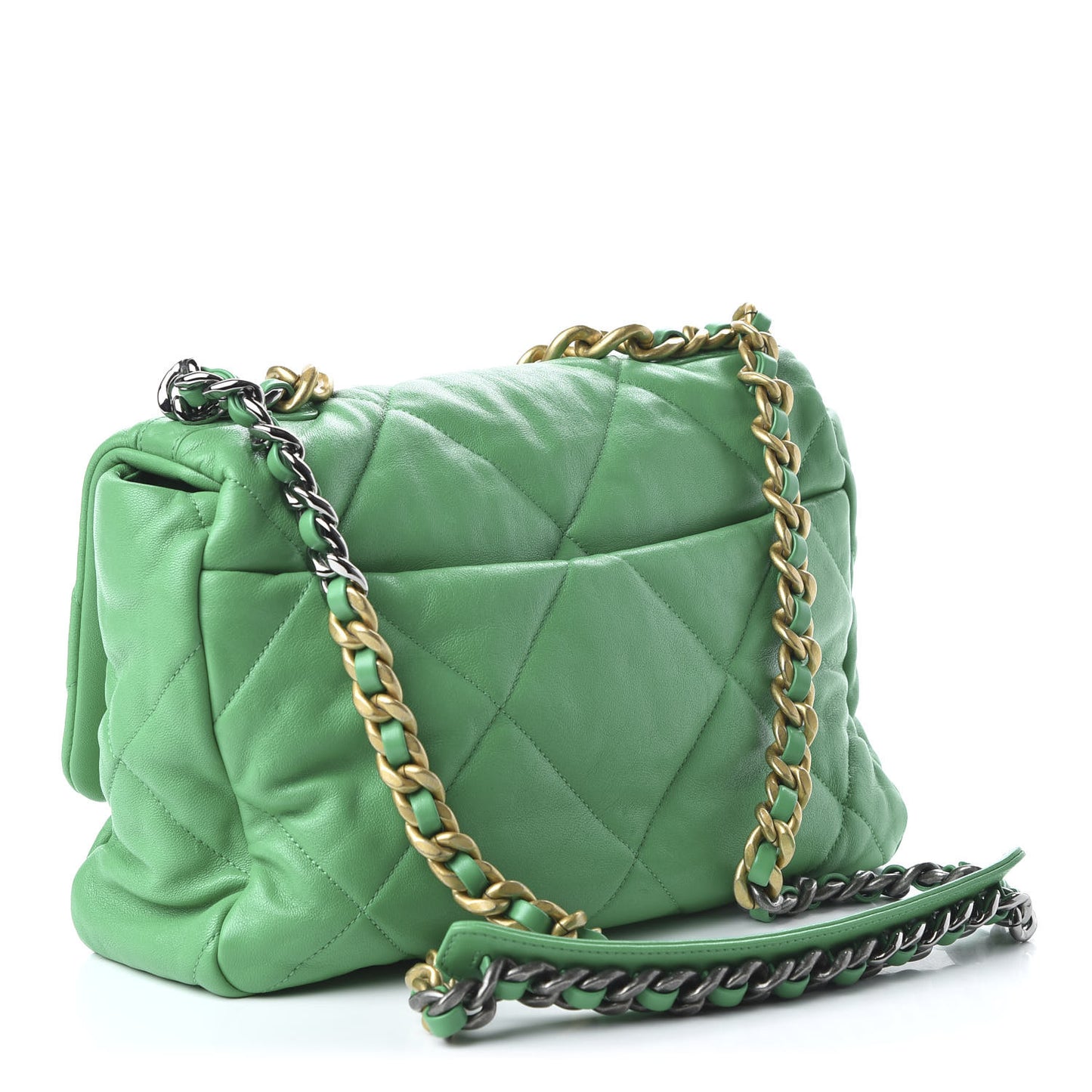 Goatskin Quilted Large 19 Flap Green