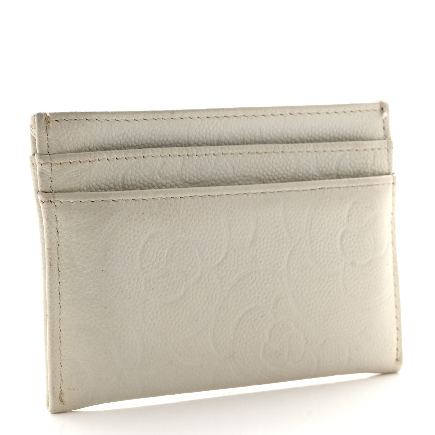 Caviar Camellia Embossed Card Holder White