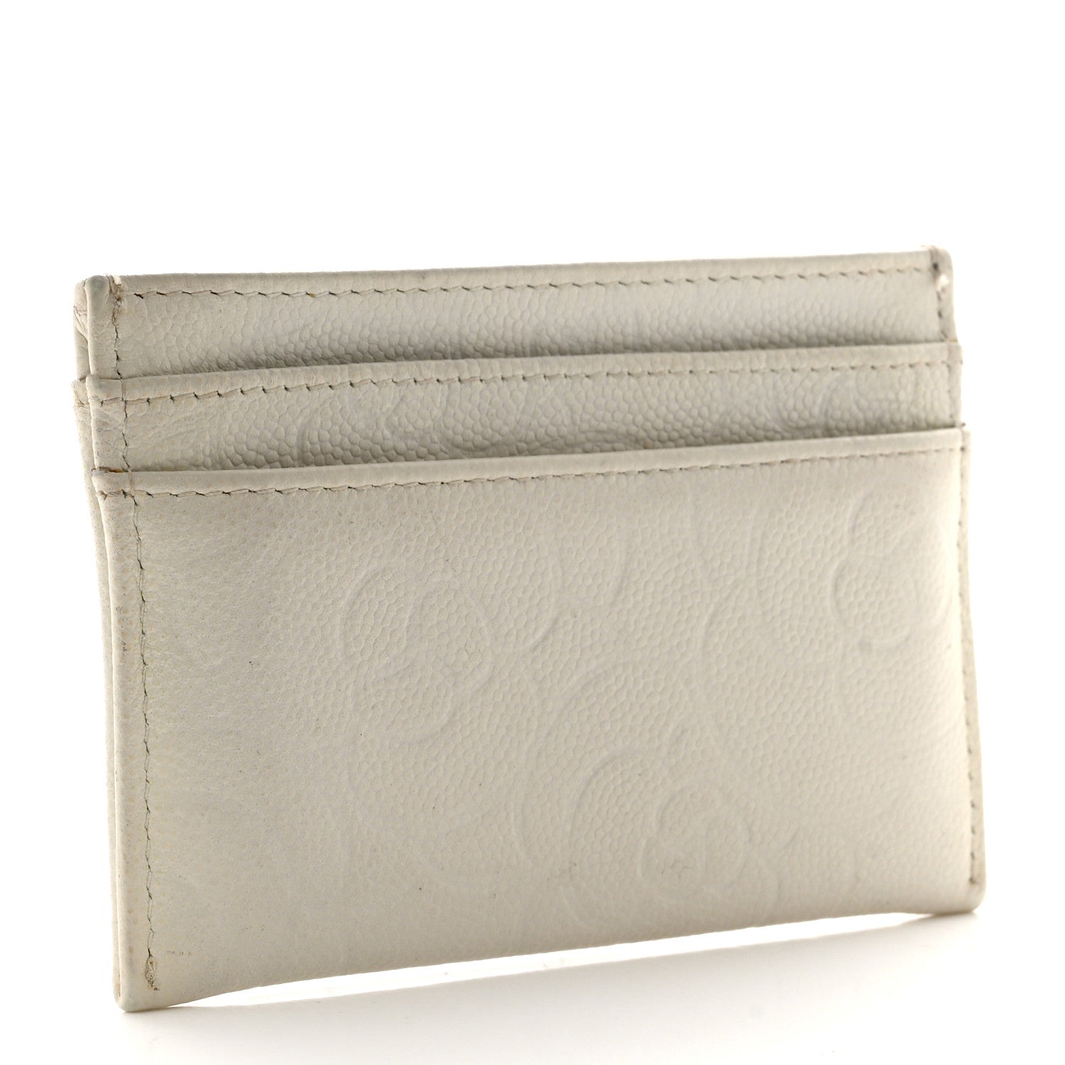 Chanel Caviar Camellia Embossed Card Holder White 3 of 10