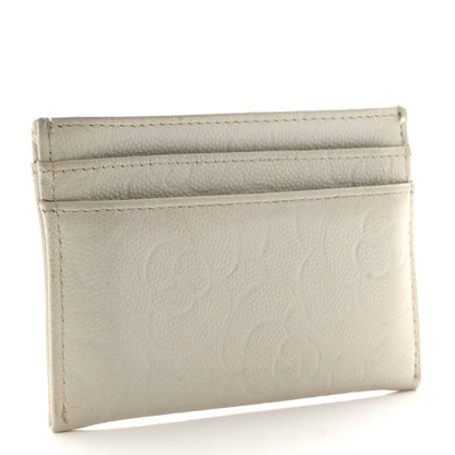 Chanel Caviar Camellia Embossed Card Holder White 3 of 10