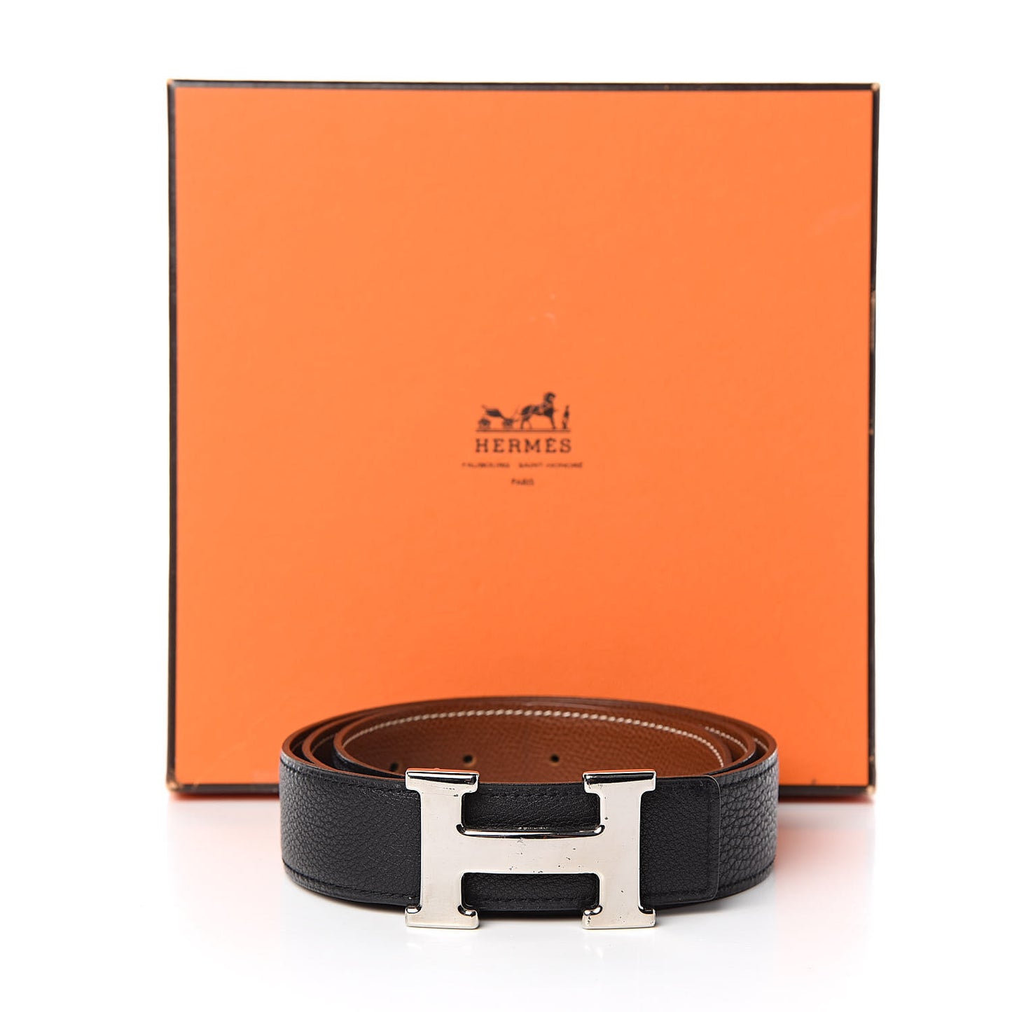 Togo Courchevel 32mm H Belt 90 Black Gold
