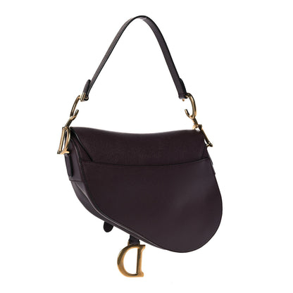 Christian Dior Grained Calfskin Saddle Bag Burgundy 3 of 9